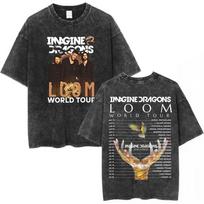 Imagine Dragons Rock Band Loom World Tour  T Shirt Men Women Vintage Washed Tshirt Summer Casual Cotton Oversized Tshirts S