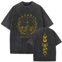 Velaris A Court of Thorns and Roses Vintage Washed T Shirts Men Womens Aesthetic Fashion Cotton Short Sleeve Tshirt Streetwear S
