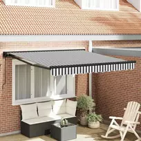 Ištraukiama markizė Antracito ir baltos 350x250 cm audinys 3330247