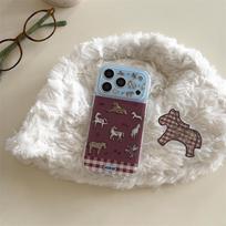 Brown Plaid Pony Rocker Stand for iPhone 17/16 Pro Max/15 Pro Case iPhone 15 Pro Max