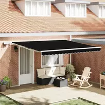 Ištraukiama markizė Juoda 400 × 300 cm Audinys ir plienas