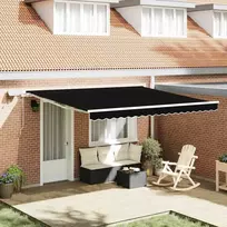 Ištraukiama markizė Juoda 400 × 300 cm Audinys ir plienas