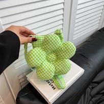 Cute Large Capacity Shoulder Bag Sweet Ins Messenger Bag Plaid Flower Crossbody Bag  Women raudona