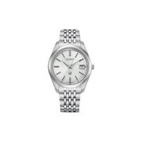 CITIZEN Waterproof Men's Quartz Watch Yellow Silver Dial Silver Steel Strap Solar Quartz Titanium Strap 40mm Men's Watch White Dial AQ4100-57A mėlyna