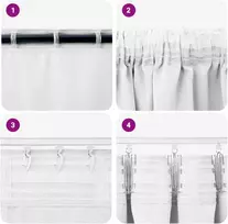 Užuolaidos su žiedais, blokuojančios šviesą 2 pcs Švari balta