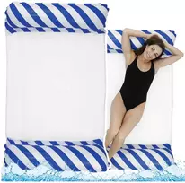 Lean Pripučiama vandens hamakas 120x70 cm, balta ir tamsiai mėlyna