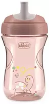 Chicco Puodelis su šiaudeliu, apsaugantis nuo išsiliejimo, 266 ml, persikų spalvos, 12 mėn.+