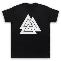 Valknut Historic Germanic Symbol Norse God Odin Knot Mens And Womens T-Shirt S juoda