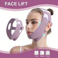 1PC Summer V Shape Face Lifting Belt, Jawline Neck Sculpting Trainer, Facial Contouring Lifting Tool for Double Chin Care violetinė