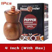 Hand Cranked Acacia Wood Salt Pepper Grinder Set Vase Black Pepper Grinder Rose Salt Mill with Base Salt Shaker Grinder BBQ Tool