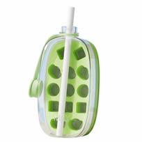 Easy To Clean 2 in 1 Ice Cube Water Bottle Press Type Reusable Ice Cube Kettle Detachable with Straw Ice Cube Molds Summer Use žalia