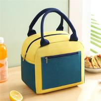 Insulated Lunch Bag Portable Bento Box Cooler Bag with Front Zipper Pocket and Double Handles for Food Storage and Transport One Size geltona