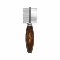 Beta Tools Išskirtinė dvipusė gyvūnų šukutė su metaline galvute, buko medienos, matmenys 3,8x12,6 cm