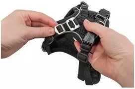 MFH Aukščiausios kokybės „FlexMesh“ šunų petnešos, juodos, ilgis: 63–92 cm / 25 mm, tinka mopsams ir buldogams