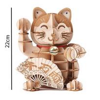 Wooden Lucky Cat 3d Puzzle Model For New Year Decor And Gift For Kids And Adults