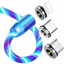 Kabel Magnetyczny Led Świecący Do Iphone Micro Usb Typ-C 200Cm Kb31_Niebieski