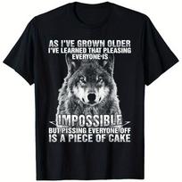 Wolf-Inspired 'Pleasing Everyone Men's T-Shirt 100% Cotton Perfect Gift for Dad Husband Grandpa Friends Quick-dry T-Shirt S įvairiaspalvis