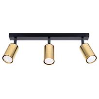 Spot Sufitowy Czarny Podłużny Potrójny Złote Klosze 3Xgu10 10W Winx Sl.1384 Sollux Lighting