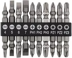 Zestaw Rinkinys Dvipusių antgalių rinkinys SL4/5/6/7, PH1/2/3, PZ1/2/3 x 65 mm, 10 vnt.