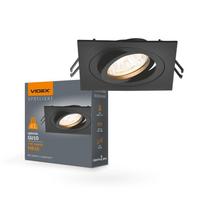 Oprawa Wpuszczana Oczko Ruchome Czarne Kwadratowe Halogen Gu10 Spotlight Videx
