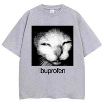 Vintage Funny Ibuprofen Cat Meme Graphic T Shirt Women Humor Fashion T Shirts Oversized Casual Streetwear T-shirts Y2K Top S įvairiaspalvis