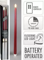 Mondex 2 LED žvakių rinkinys, 38 cm, raudonas
