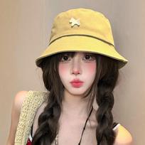 New Pony Fisherman Hat Large Brim Sun Protection Sunscreen Hat Breathable Sweet Sun Cap Seaside Beach chaki