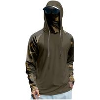 Men’s Long Sleeve Hooded Shirt with Camouflage Print Raglan Sleeves and Integrated Face Cover for Outdoor Activities L ruda