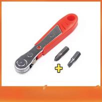 Red 5-Position Reversible Ratchet Screwdriver, Right-Angle & Phillips Head for Tight Spaces, Non-Slip Grip, No Assembly Needed raudona