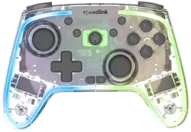 „Speedlink RAIT NX RGB“ belaidis/laidinis žaidimų pultas, skirtas asmeniniams kompiuteriams, „Android“ ir „Switch OLED“ bei „Lite“ įrenginiams, skaidrus ir skaidrus.