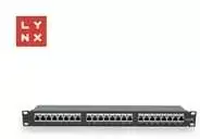 LYNX 19" komutacinė panelė, 24 prievadų, FTP Cat6a, 50µ, ekranuota, juoda