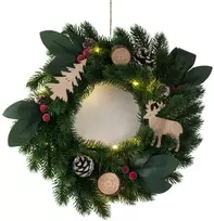 Kalėdinis LED vainikas su dekoracijomis, 20 cm