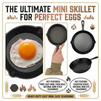 Cast Iron Skillet Frying Pan with Dual Pour Spouts and Long Handle for Cooking Baking Grilling Roasting Sautéing on Stovetop Oven or Grill one size juoda