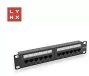 LYNX 10" komutacinė panelė, 12 prievadų, UTP Cat5e, 50µ, neekranuota, juoda