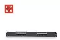 LYNX 19" komutacinė panelė, 12 prievadų, UTP Cat6, 50µ, neekranuota, juoda
