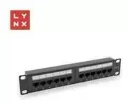 LYNX 10" komutacinė panelė, 12 prievadų, UTP Cat6, 50µ, neekranuota, juoda