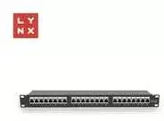 LYNX 19" komutacinė panelė, 24 prievadų, STP Cat6a, 50µ, ekranuota, juoda