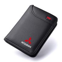 PU Leather Car Wallet Mini Credit Card Purse Portable Small Wallet For Mitsubishi ASX Lancer L200 Pajero Sport Attrage Accessory