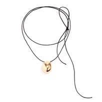 Fashion Oval Choker Necklace Alloy Long Pendant Necklace Wax Rope Women's Jewelry Women auksas
