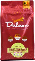 Delcon Visavertis begrūdis hipoalerginis pašaras suaugusiems mažų veislių šunims MINI HYPOALLERGENIC su ėriena / 3kg