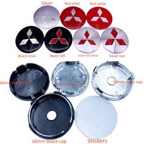 4pcs 56mm/60mm Car Wheel Center Hub Caps Rim Cover Badge Emblem for Mitsubishi Lancer Asx Outlander 3 L200 Star Pajero Space 56mm stickers&Black silver