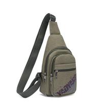 Chest Bag Men's Canvas Shoulder Crossbody Bag Outdoor Cycling Mobile Phone Bag žalia