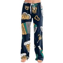 Women's Drawstring Lounge Pants Oktoberfest Print Casual Relaxed Fit Soft Fabric Elastic Waistband Full Length Trousers L mėlyna