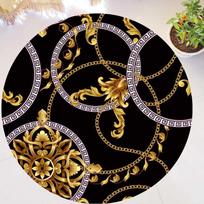 Gold Luxury Round Carpets Living Bedroom Area Rug Room Bedside Chair Mat European Style Home Decor Carpet Tatami Anti-Slip Mat 60cmx60cm