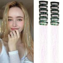 12Pcs Synthetic Hair Glitter Tinsel Hair Sparkle Hair Tinsel Kit  Highlights Hair Accessories Set 4