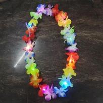 10PCS Multicolor LED Hawaii Leis Silk Petal Beach Accessories Flower Wreath DIY Glow in the Dark Hawai Floral Garland