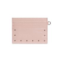 Ultra Thin Cracked Leather Card Wallet Multiple Slots Coin Purse Gift Rivet Card Holder  Travel rožinė