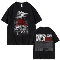 System of A Down Wake Up Tour T Shirt Men Women Vintage Rock Oversized Short Sleeve T Shirt 90s Alternative Metal Merch T-shirts S įvairiaspalvis