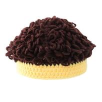 Baby Wig Cap Cute Comfortable Dress Up Knitting Infant Toddler Photo Short Curly Explosion Wig Hat for Daily Wear geltona