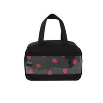Insulated Lunch Bag Portable Handheld Bento Box Carrier with Strawberry Pattern Clear Front Pocket and Double Handle for Students and Office one size juoda